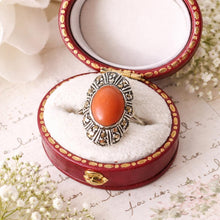Charger l'image dans la galerie, Antique Art Deco Sterling Silver Coral Cabochon Ring
