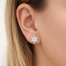 Cargar imagen en el visor de la galería, Antique Art Deco 9ct Gold White Zircon Cluster Earrings : Screw Back
