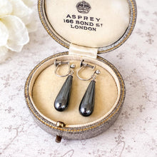 Cargar imagen en el visor de la galería, Antique Art Deco Sterling Silver Black Spinel Pendeloque Earrings
