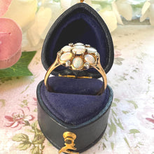 Charger l'image dans la galerie, Antique Victorian Natural Opal &amp; Diamond Daisy Cluster Ring, Size UK T, US 9-1/2

