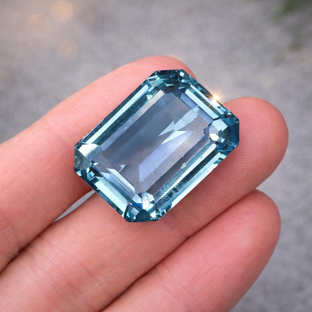 Exceptional 72.92ct London Blue Topaz, Emerald Cut Large Loose Gemstone, Vintage 1970s