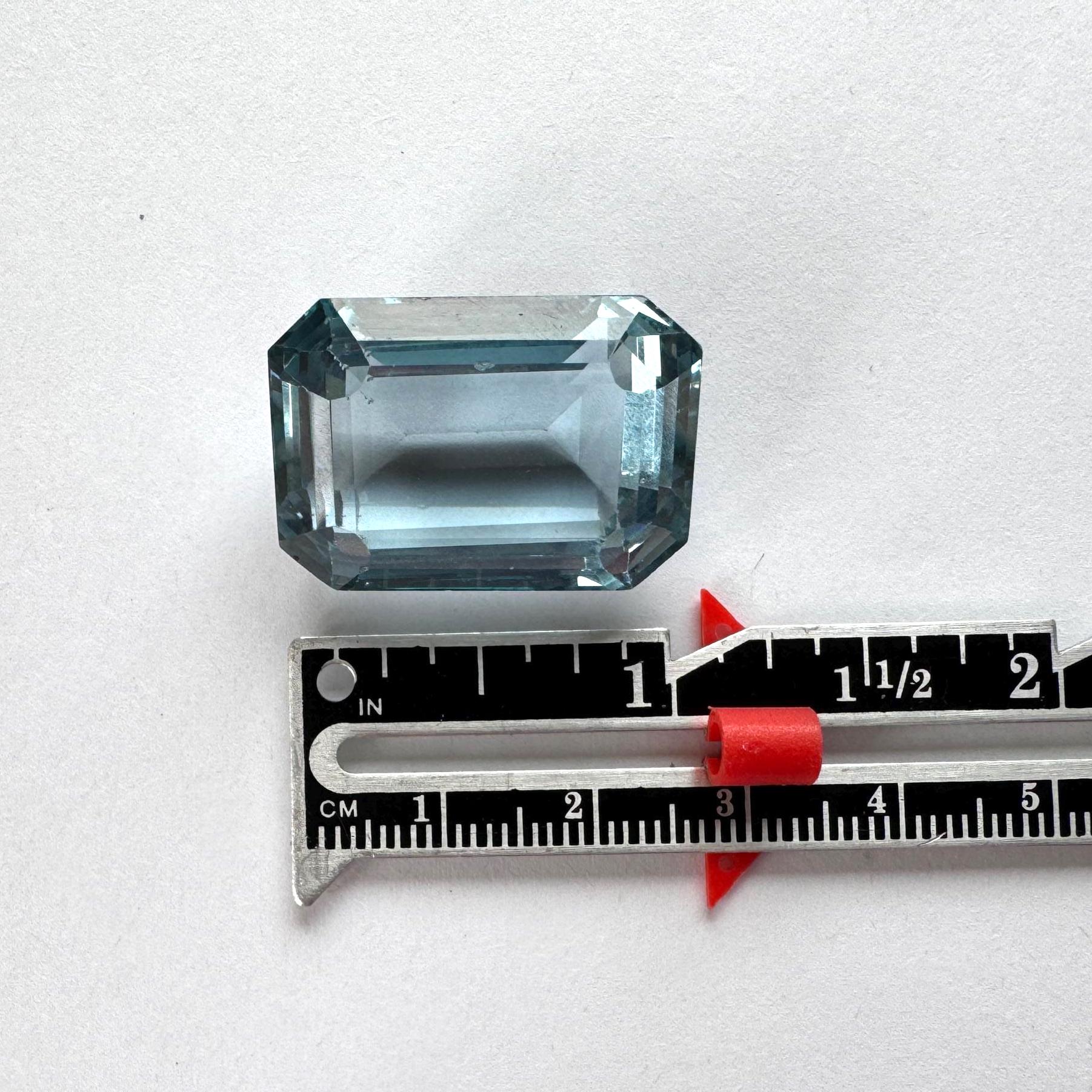 Exceptional 72.92ct London Blue Topaz, Emerald Cut Large Loose Gemstone, Vintage 1970s
