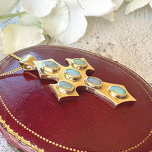 画像をギャラリービューアに読み込む, Vintage 9ct Gold Opal Gothic Cross Pendant, Millennium Hallmarked
