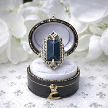 Carica l'immagine nel visualizzatore di Gallery, Antique Art Deco 935 Silver Sugar-Loaf Cut Lapis Lazuli Cocktail Ring, Germany
