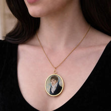 Load image into Gallery viewer, Antique Georgian Portrait Miniature Pendant of a Gentleman: Romantic Regency Keepsake, circa 1805–1820
