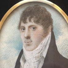 Load image into Gallery viewer, Antique Georgian Portrait Miniature Pendant of a Gentleman: Romantic Regency Keepsake, circa 1805–1820
