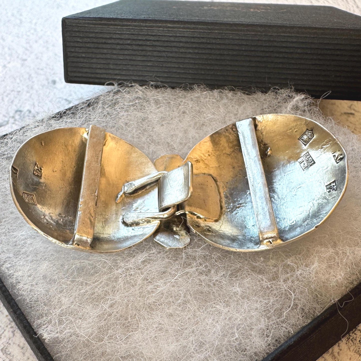 Rare Antique Imperial Russian Niello Silver Zoomorphic Belt Buckle, Dated 1872, Caucasus Dagestan