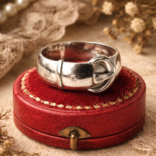 Charger l'image dans la galerie, Antique English Silver Wide Band Buckle Ring, 1901 Hallmarks
