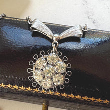 Cargar imagen en el visor de la galería, 1940s Art Deco Sterling Silver Crystal Pendant Necklace Earrings Set: Star-Art, New York
