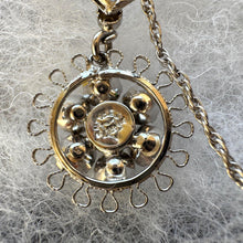 Cargar imagen en el visor de la galería, 1940s Art Deco Sterling Silver Crystal Pendant Necklace Earrings Set: Star-Art, New York
