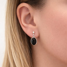 Cargar imagen en el visor de la galería, Vintage Sterling Silver Onyx Drop Classic Edwardian Style Earrings
