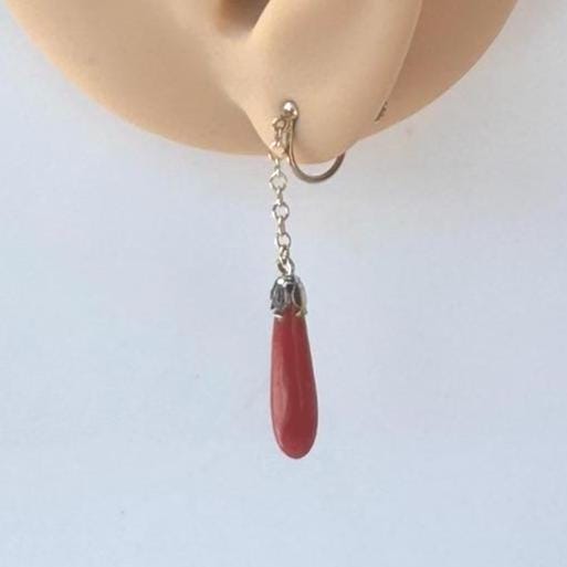 Antique Edwardian 9ct Gold Pendeloque Coral Drop Earrings