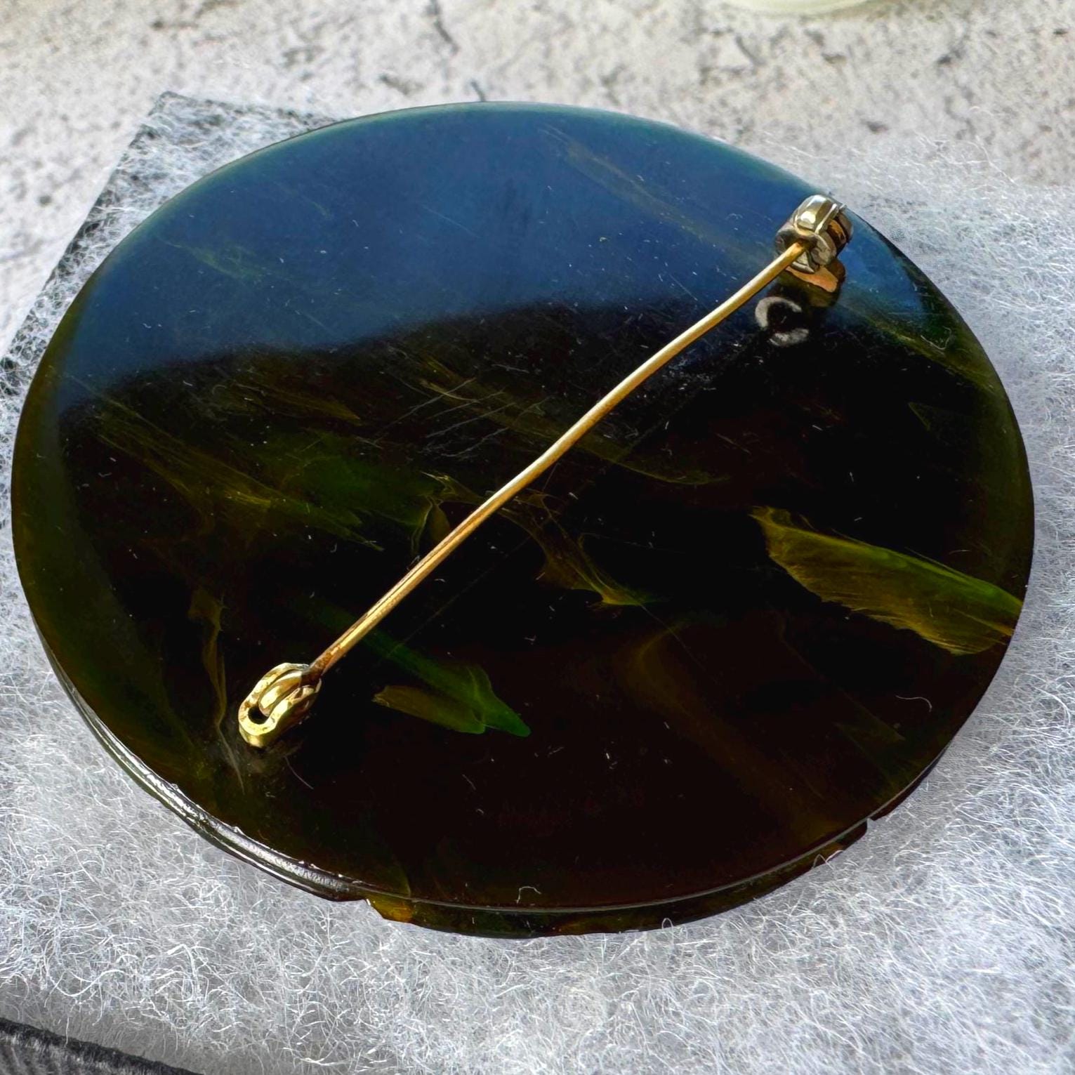 Huge 1930s Deep Carved Bakelite Flower Brooch