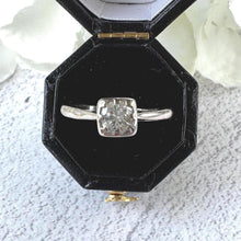 Charger l'image dans la galerie, Vintage 18ct White Gold 0.43ct Diamond Solitaire Ring, Square Bezel Set, Size M.5/6.5
