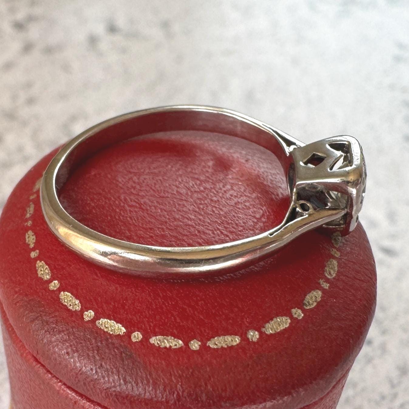 Vintage 18ct White Gold 0.43ct Diamond Solitaire Ring, Square Bezel Set, Size M.5/6.5
