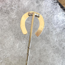 Load image into Gallery viewer, Antique Victorian Sterling Silver Lucky Horseshoe Stick Pin, Circa 1890
