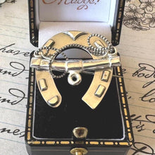 Carica l'immagine nel visualizzatore di Gallery, Victorian Sterling Silver Horseshoe &amp; Whip Brooch
