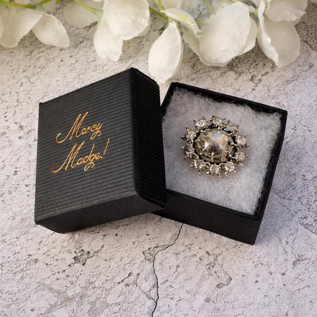 Georgian Rose Cut Diamond Daisy Halo Brooch, 18ct Gold, Foiled Diamonds
