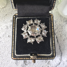 Carica l'immagine nel visualizzatore di Gallery, Georgian Rose Cut Diamond Daisy Halo Brooch, 18ct Gold, Foiled Diamonds

