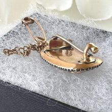 画像をギャラリービューアに読み込む, Antique Georgian 9ct Gold &amp; Pearl Mourning Cravat Pin with Hairwork Compartment
