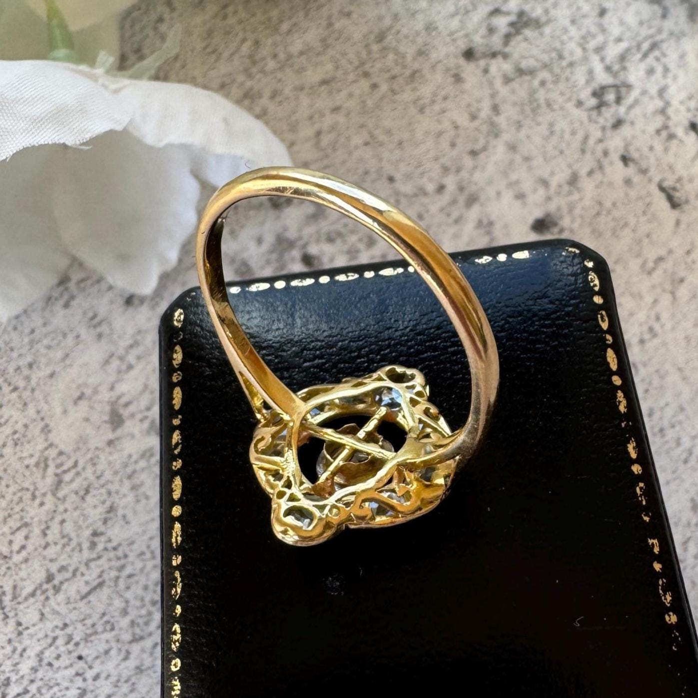 Victorian Diamond Target Ring: 1.14ct Old Mine Cut & Rose Cut Cluster. Platinum Topped 18ct Gold Antique Halo Ring