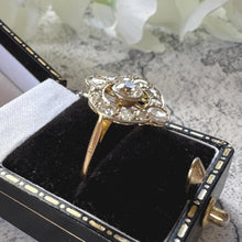 Charger l'image dans la galerie, Victorian Diamond Target Ring: 1.14ct Old Mine Cut &amp; Rose Cut Cluster. Platinum Topped 18ct Gold Antique Halo Ring
