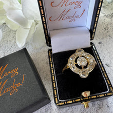 Charger l'image dans la galerie, Victorian Diamond Target Ring: 1.14ct Old Mine Cut &amp; Rose Cut Cluster. Platinum Topped 18ct Gold Antique Halo Ring
