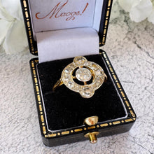 Charger l'image dans la galerie, Victorian Diamond Target Ring: 1.14ct Old Mine Cut &amp; Rose Cut Cluster. Platinum Topped 18ct Gold Antique Halo Ring
