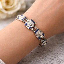 Charger l'image dans la galerie, Art Deco Egyptian Revival Silver &amp; Lapis Tutankhamun Bracelet
