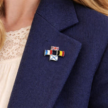 Carica l'immagine nel visualizzatore di Gallery, Rare WW1 Allies Sweetheart Brooch Russia Included 1914-1917: Sterling Silver Enamel Antique Military Pin
