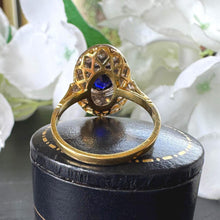Charger l'image dans la galerie, Antique Art Deco Sapphire and Diamond Cluster Ring, Platinum Topped 18ct Gold, c.1920
