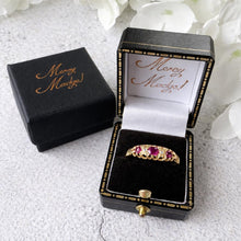 Charger l'image dans la galerie, Antique Victorian 18ct Gold, Rubellite Tourmaline &amp; Diamond 5 Stone Ring
