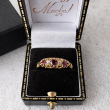 Charger l'image dans la galerie, Antique Victorian 18ct Gold, Rubellite Tourmaline &amp; Diamond 5 Stone Ring
