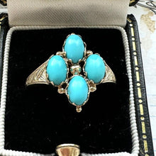 Charger l'image dans la galerie, Vintage 9ct Gold &amp; Turquoise Victorian Style Kite Ring
