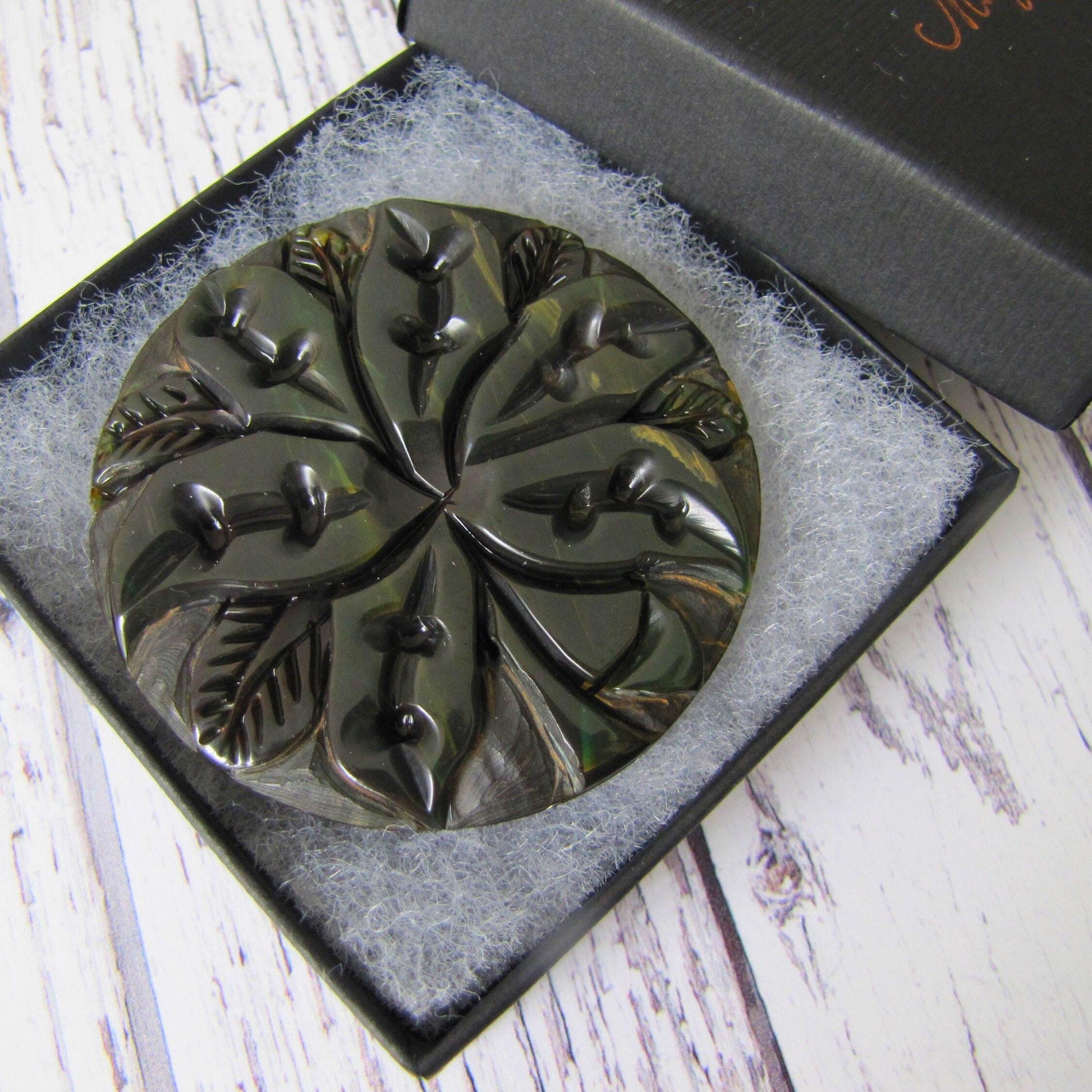 Huge 1930s Deep Carved Bakelite Flower Brooch