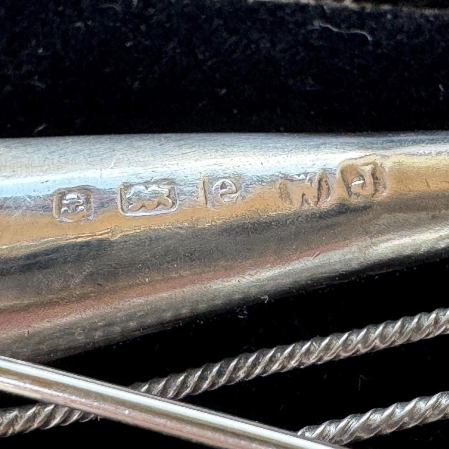 Antique Silver Irish Harp Brooch with Connemara Marble Shamrock, Hallmarked 1904