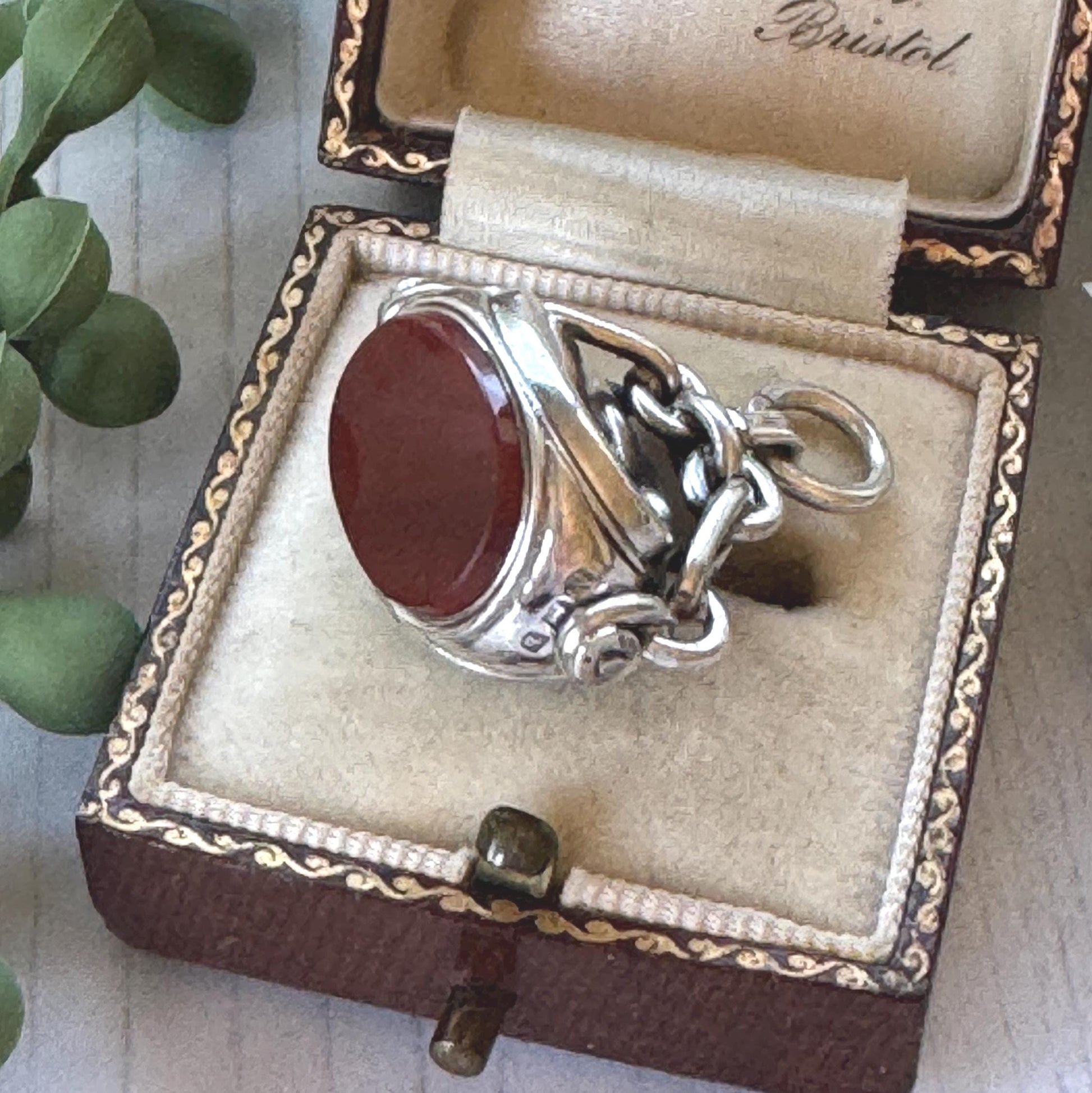 Antique Victorian Sterling Silver Triple Seal Spinning Fob Pendant, Carnelian & Bloodstone, Birmingham 1901