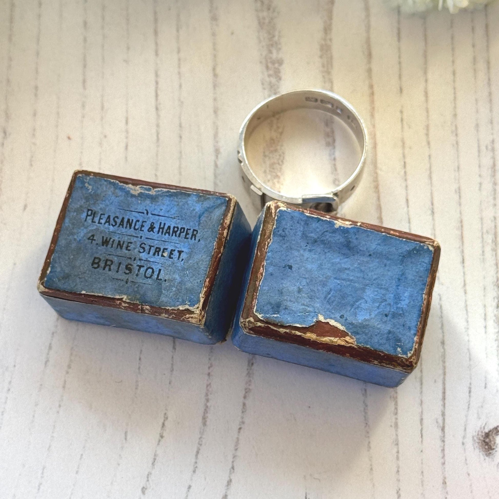 Antique Victorian Sterling Silver Buckle Ring In Original Box