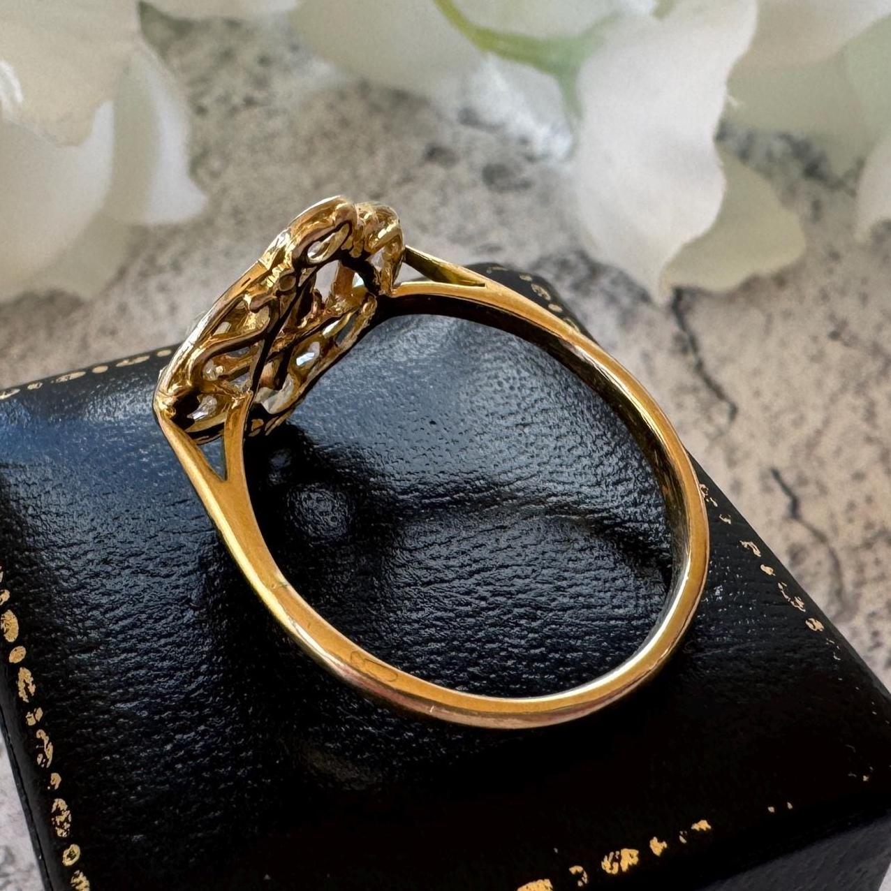 Victorian Diamond Target Ring: 1.14ct Old Mine Cut & Rose Cut Cluster. Platinum Topped 18ct Gold Antique Halo Ring