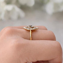 Charger l'image dans la galerie, Victorian Diamond Target Ring: 1.14ct Old Mine Cut &amp; Rose Cut Cluster. Platinum Topped 18ct Gold Antique Halo Ring
