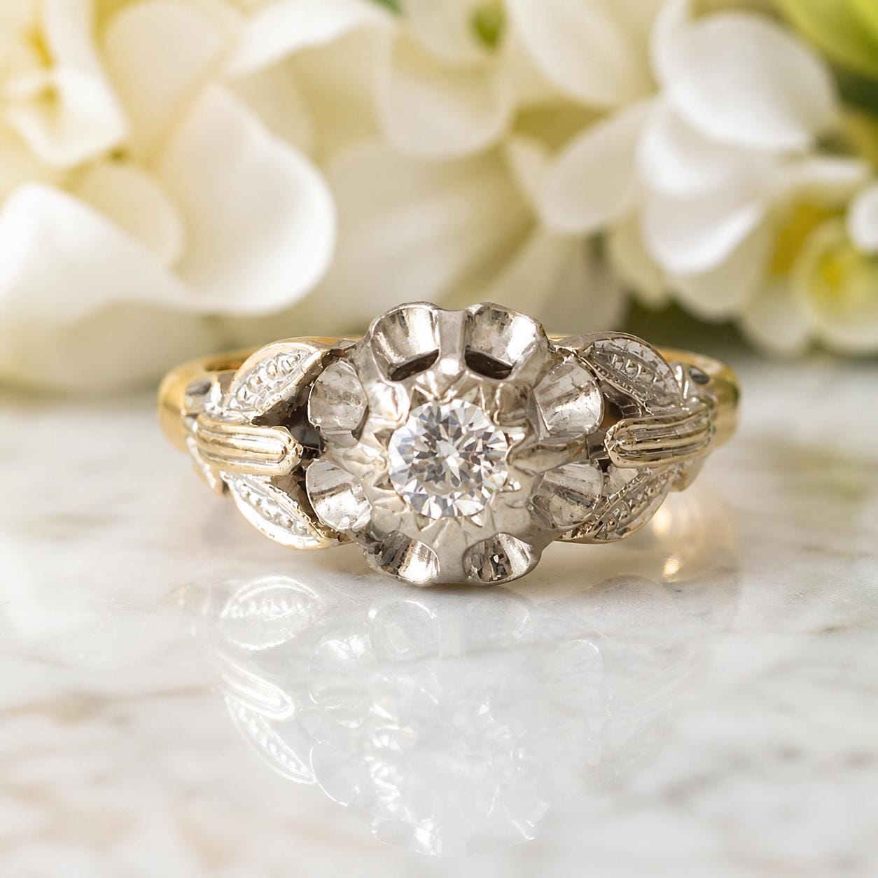 1970s Diamond Solitaire Ring, 18ct Gold, High-Set Statement Mount