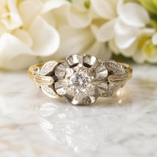 Carica l'immagine nel visualizzatore di Gallery, 1970s Diamond Solitaire Ring, 18ct Gold, High-Set Statement Mount
