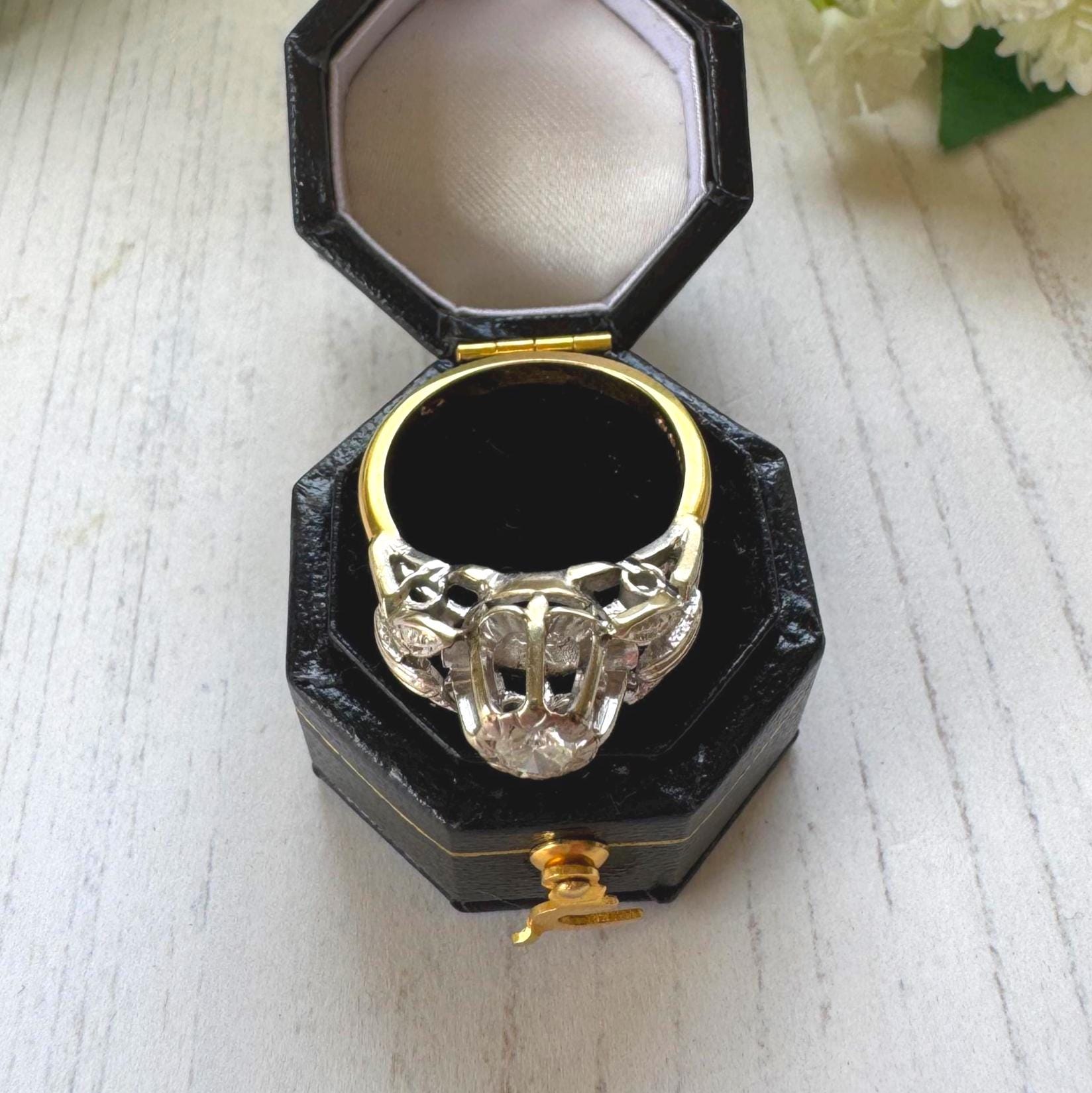 1970s Diamond Solitaire Ring, 18ct Gold, High-Set Statement Mount
