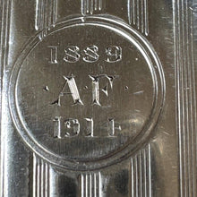 Charger l'image dans la galerie, Antique Sterling Silver Vesta Case Pendant, 1912 Birmingham Haseler, Engraved 1889–1914 Memorial Match Safe Necklace
