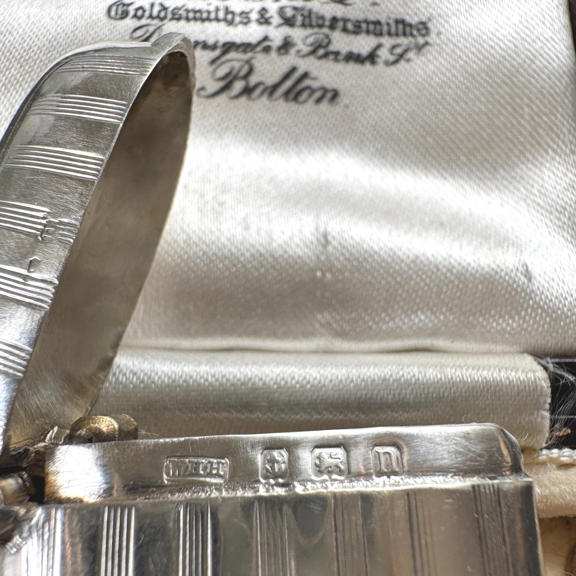 Antique Sterling Silver Vesta Case Pendant, 1912 Birmingham Haseler, Engraved 1889–1914 Memorial Match Safe Necklace