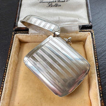 Charger l'image dans la galerie, Antique Sterling Silver Vesta Case Pendant, 1912 Birmingham Haseler, Engraved 1889–1914 Memorial Match Safe Necklace
