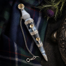 Charger l'image dans la galerie, Huge Victorian Scottish Agate &amp; Citrine Sterling Silver Sgian Dubh Kilt Pin
