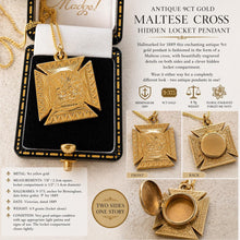 Load image into Gallery viewer, Victorian 9ct Gold Engraved Maltese Cross Hidden Locket Pendant
