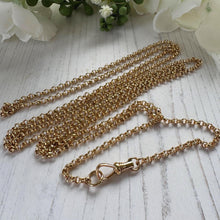 Carica l'immagine nel visualizzatore di Gallery, Antique Victorian 18ct Rolled Gold Guard Chain. 135cm Belcher Link Muff Chain/Sautoir Necklace
