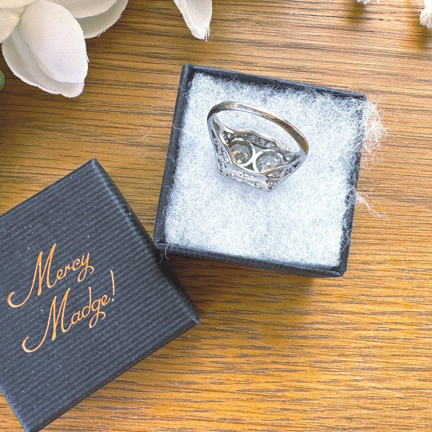 Art Deco Toi et Moi Diamond Ring 2.00ct Matched Old European Cut Diamonds Platinum Antique Engagement Ring